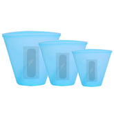 3Pcs Silicone Food Storage Bag Reusable Leakproof Kitchen Set