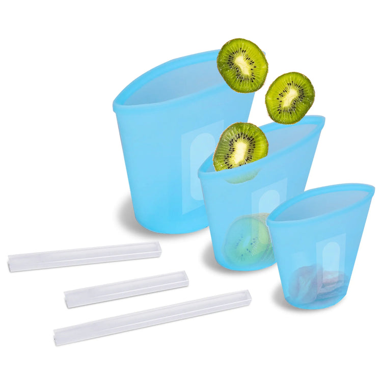 3Pcs Silicone Food Storage Bag Reusable Leakproof Kitchen Set